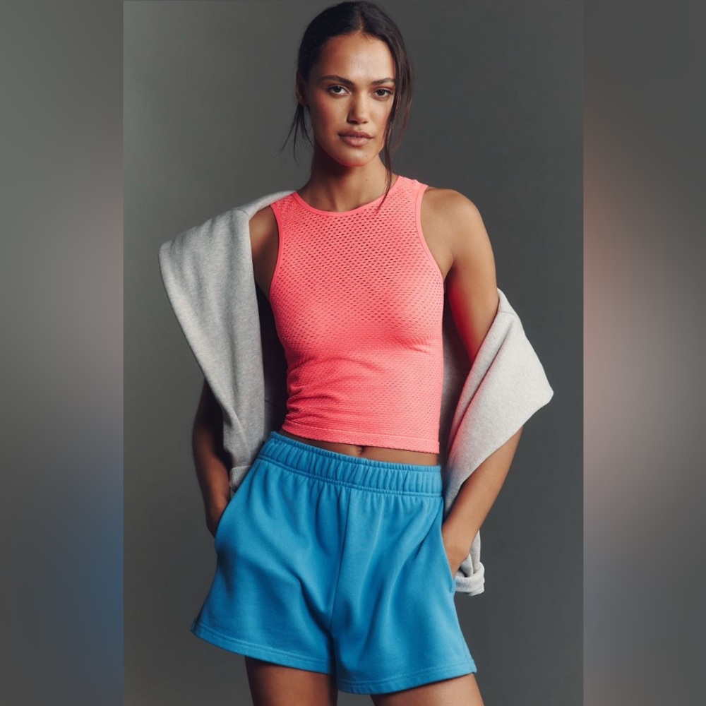 Anthropologie Open-Stitch Shimmer Tank, sz XL